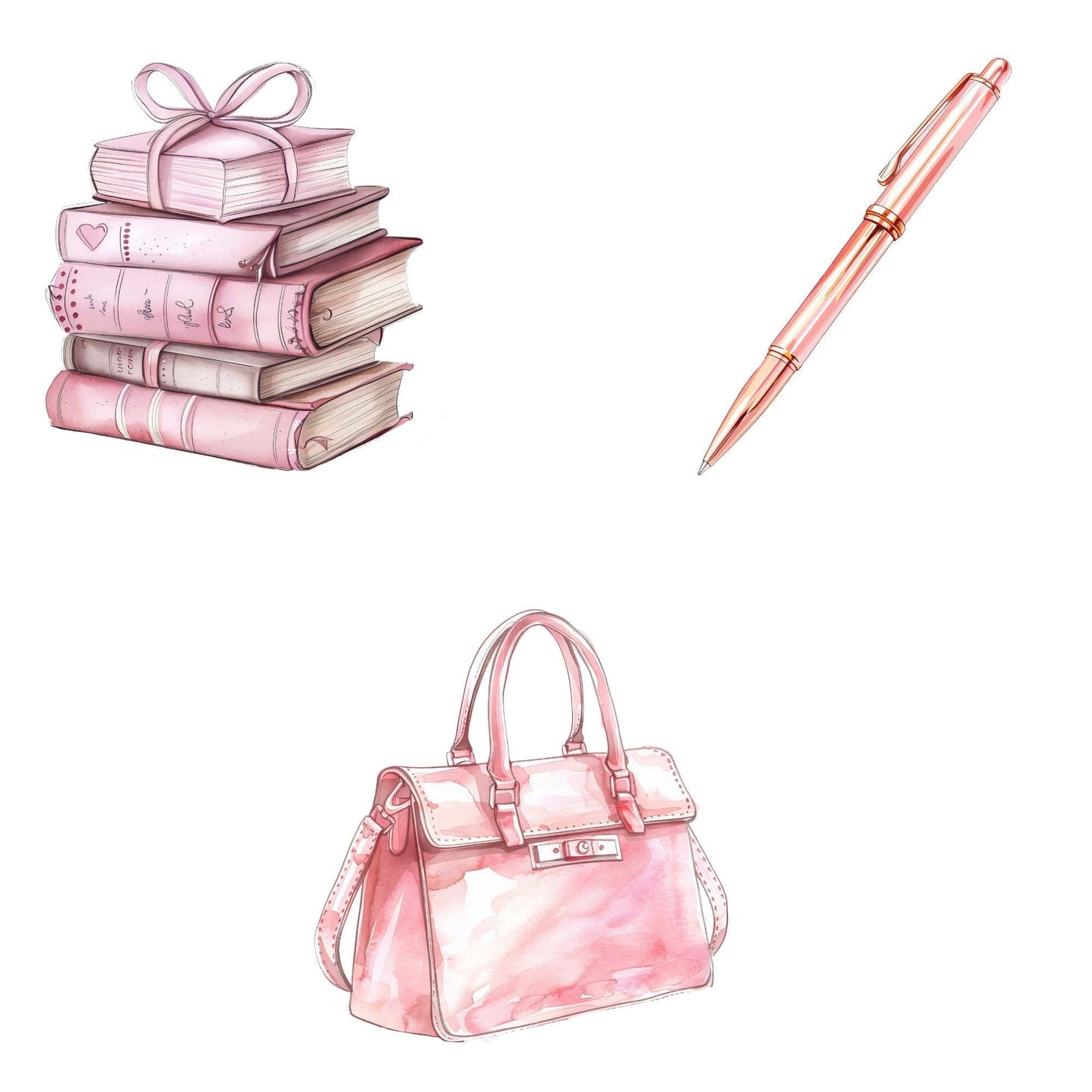 Watercolor Blush Pink Planner Chick Clipart