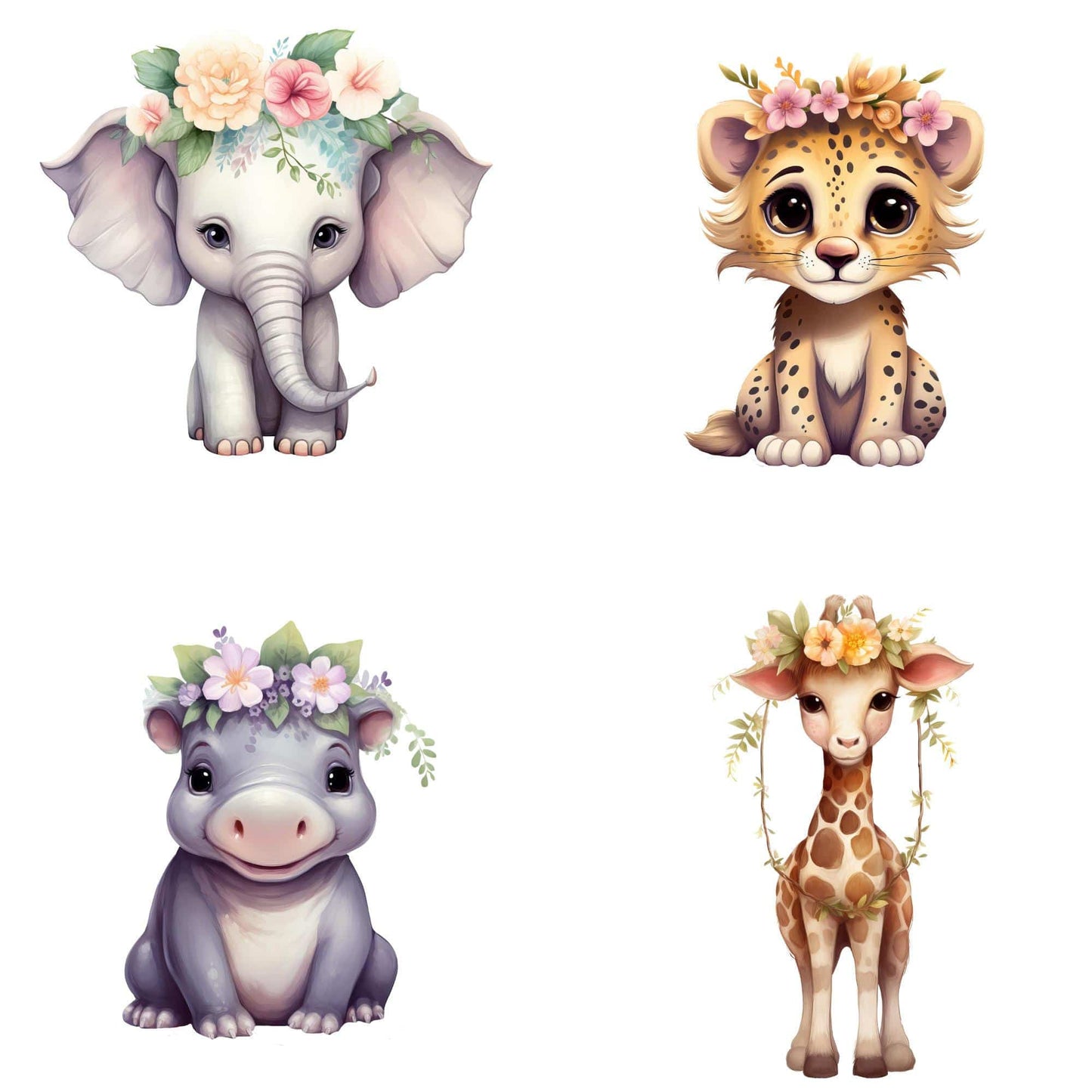 Watercolor Boho Safari Animal Clipart
