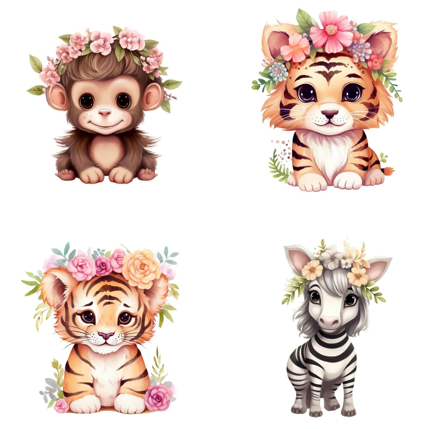 Watercolor Boho Safari Animal Clipart