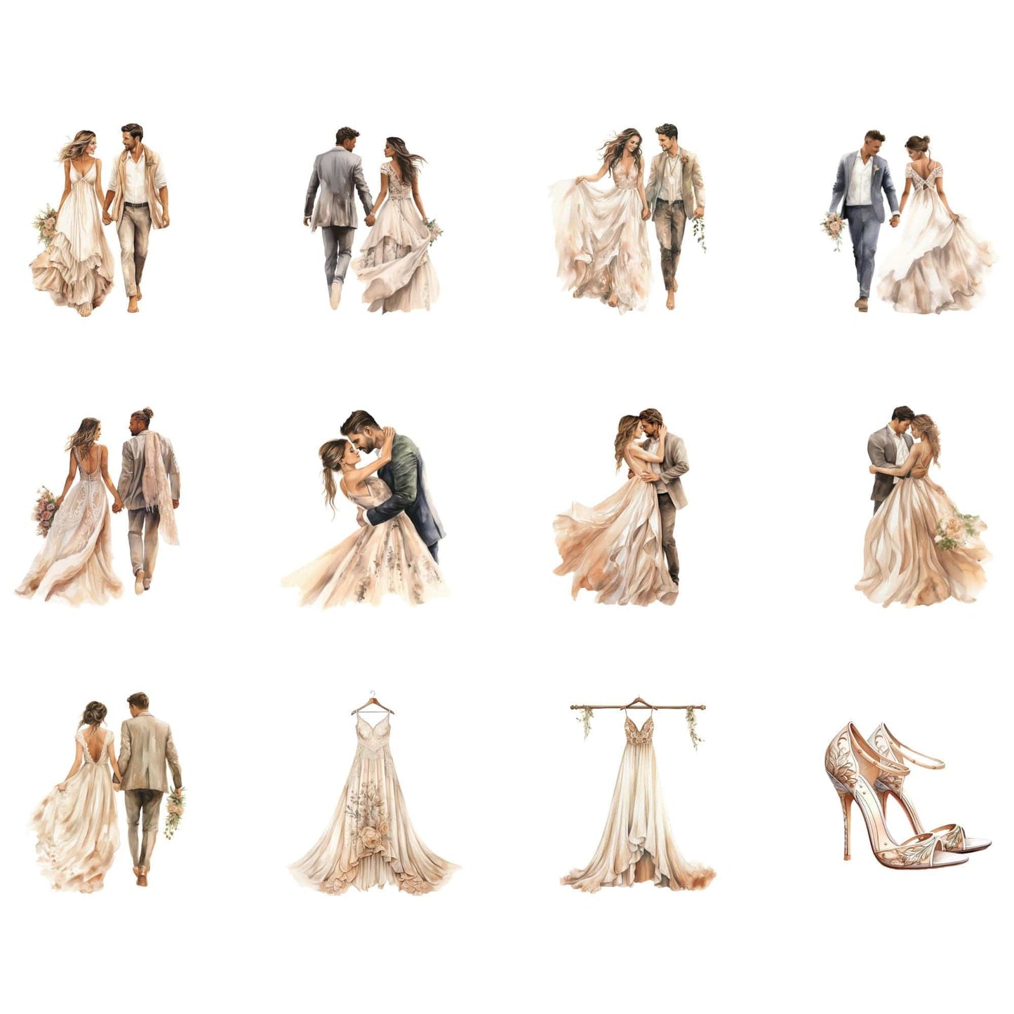 Watercolor Boho Wedding Clipart