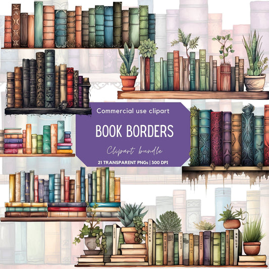Watercolor Book Borders Clipart