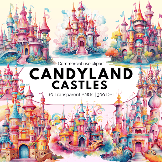 Watercolor Candyland Castle Clipart