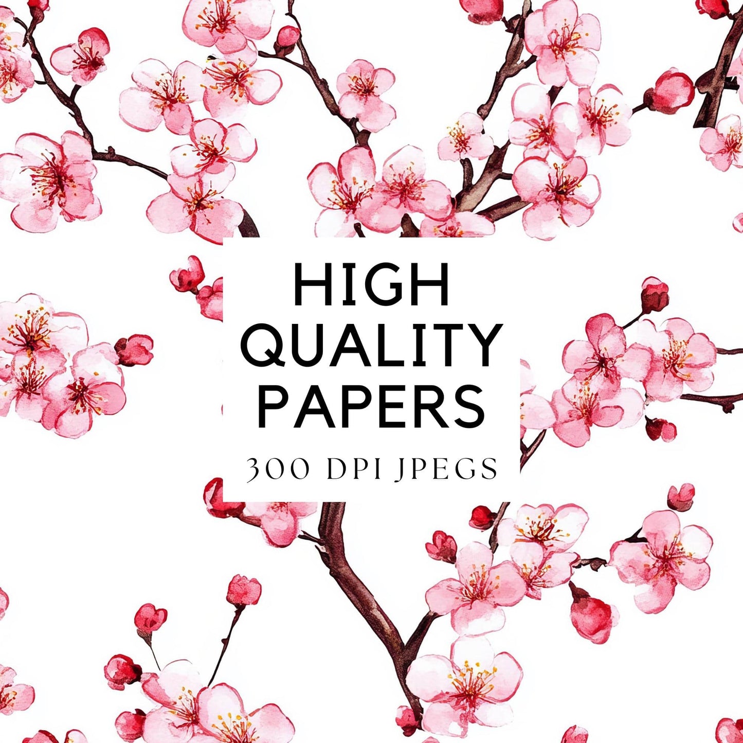 Watercolor Cherry Blossom Digital Papers