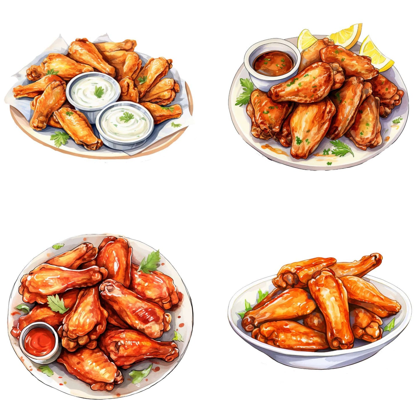 Watercolor Chicken Wings Clipart