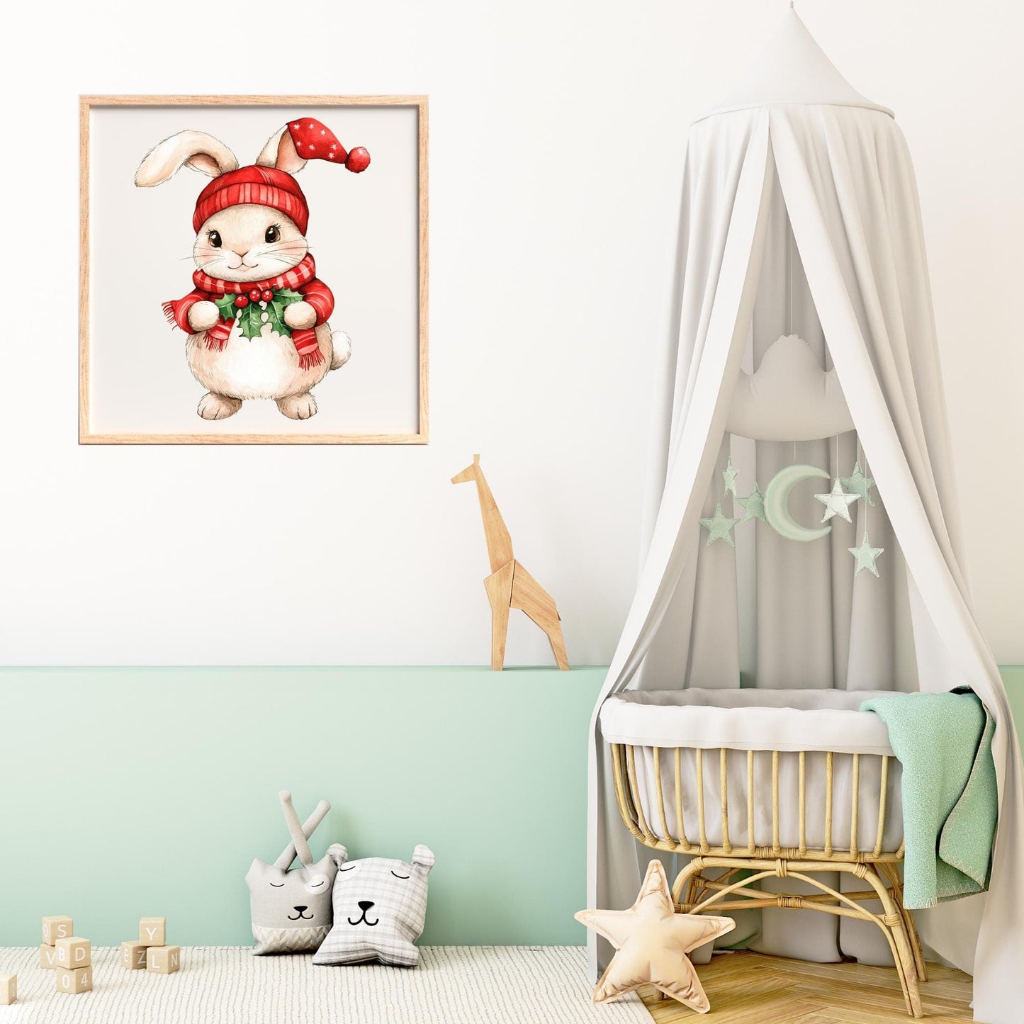 Watercolor Christmas Bunny Clipart