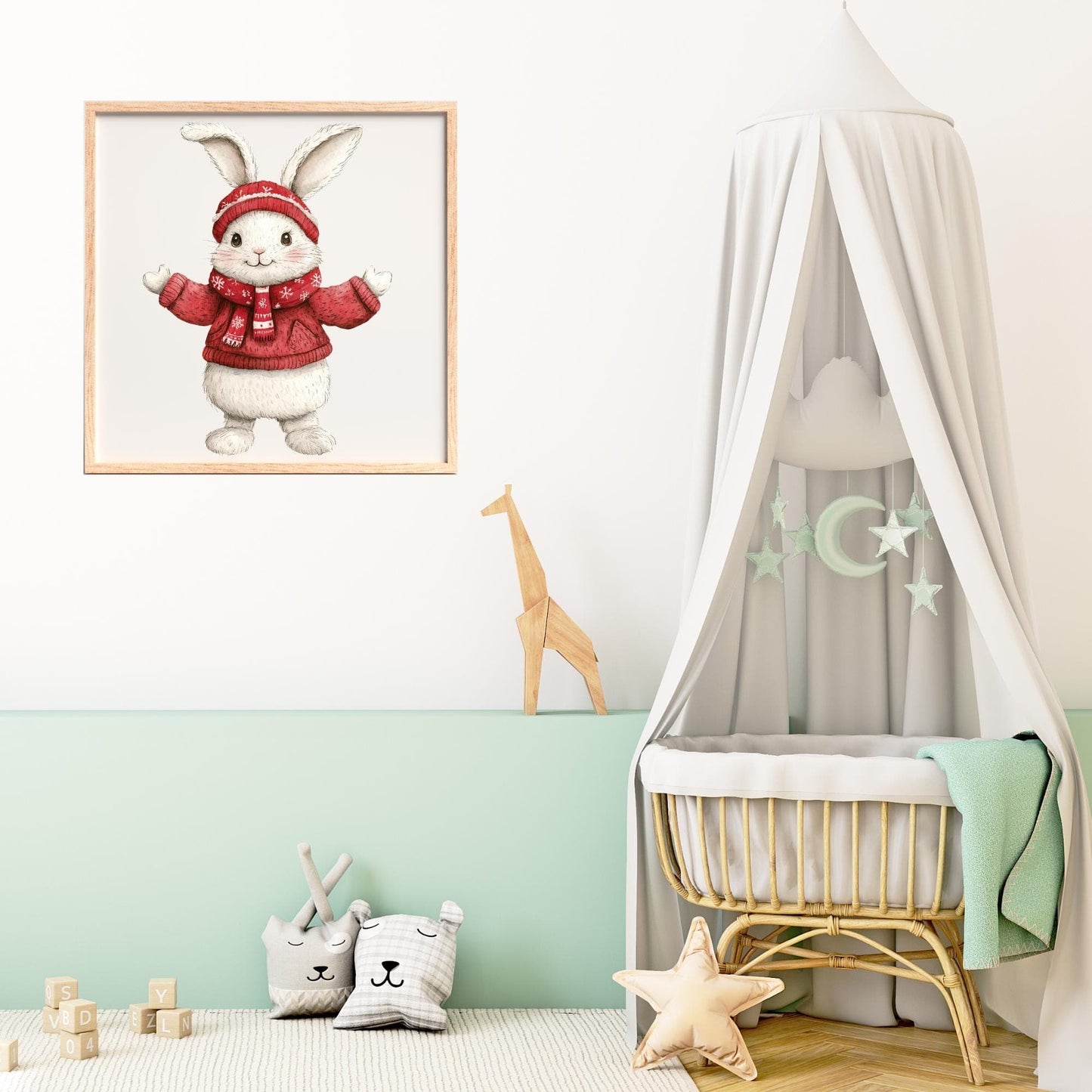 Watercolor Christmas Bunny Clipart