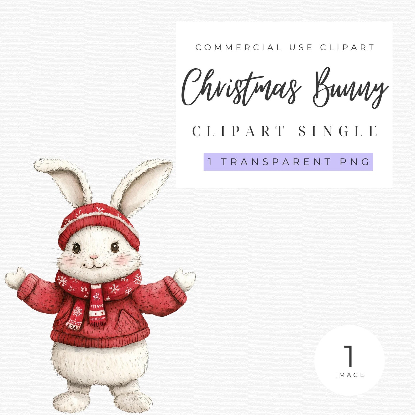 Watercolor Christmas Bunny Clipart