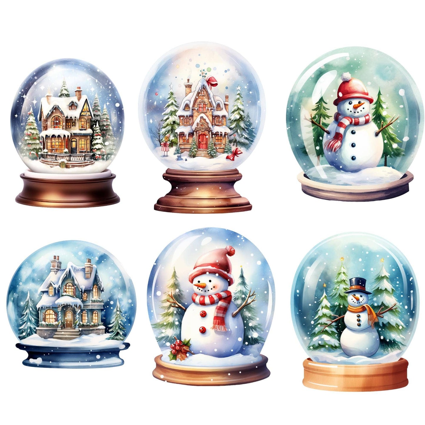 Watercolor Christmas Snowglobe Clipart