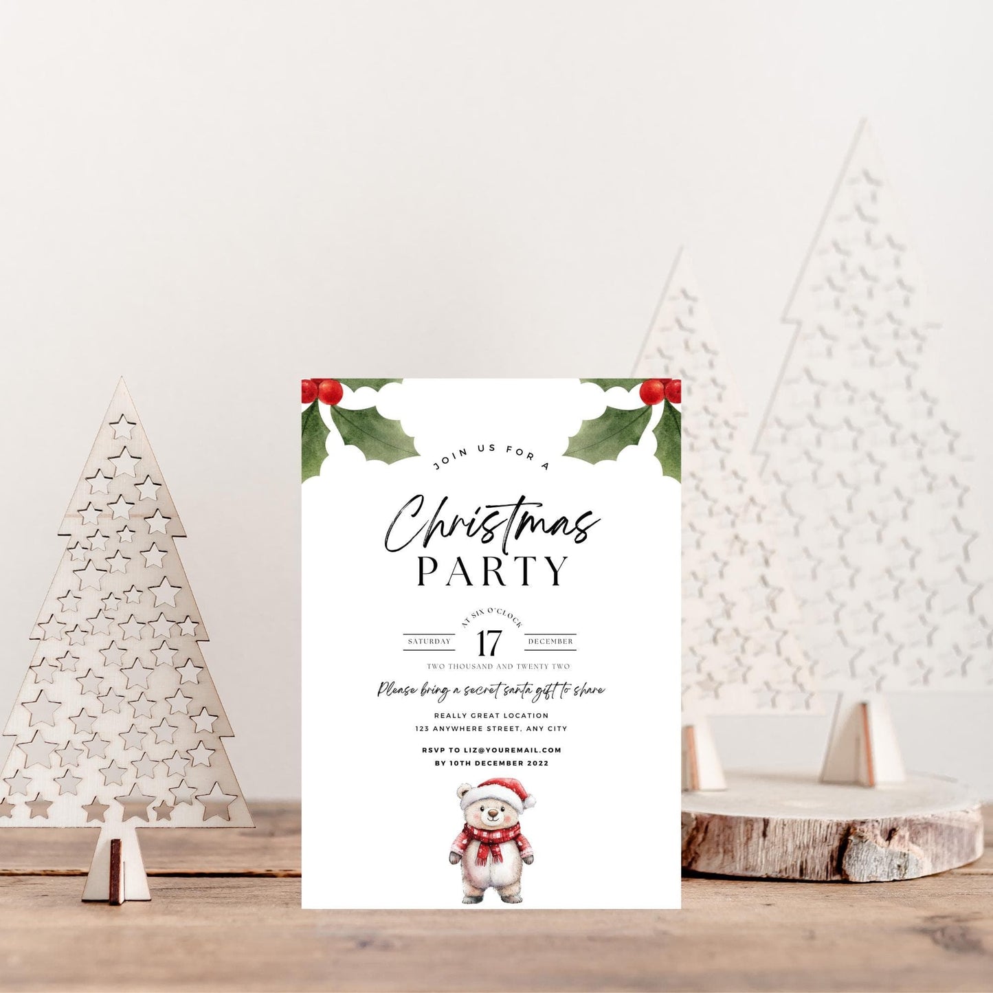 Watercolor Christmas Teddy Bear Clipart