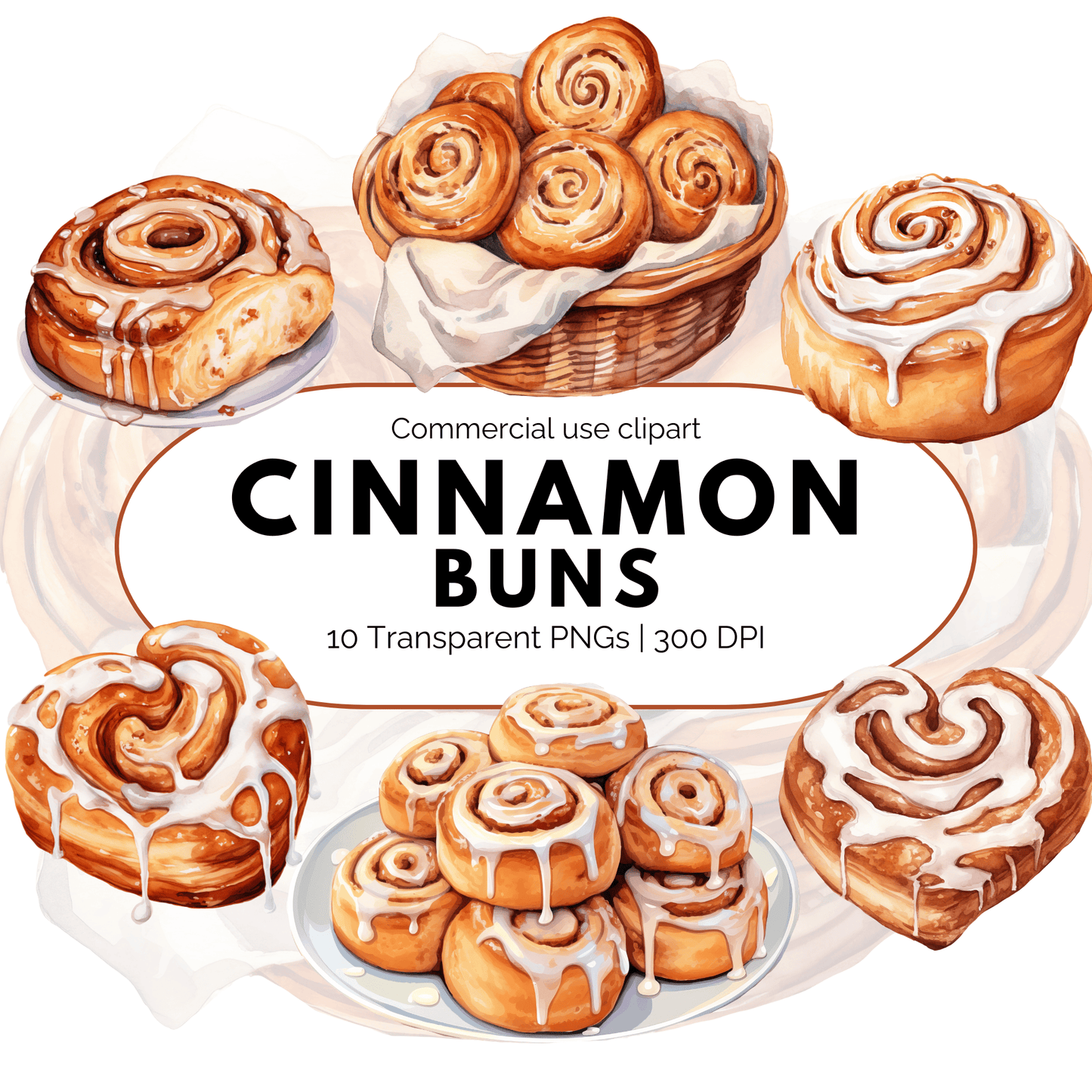 Watercolor Cinnamon Roll Clipart