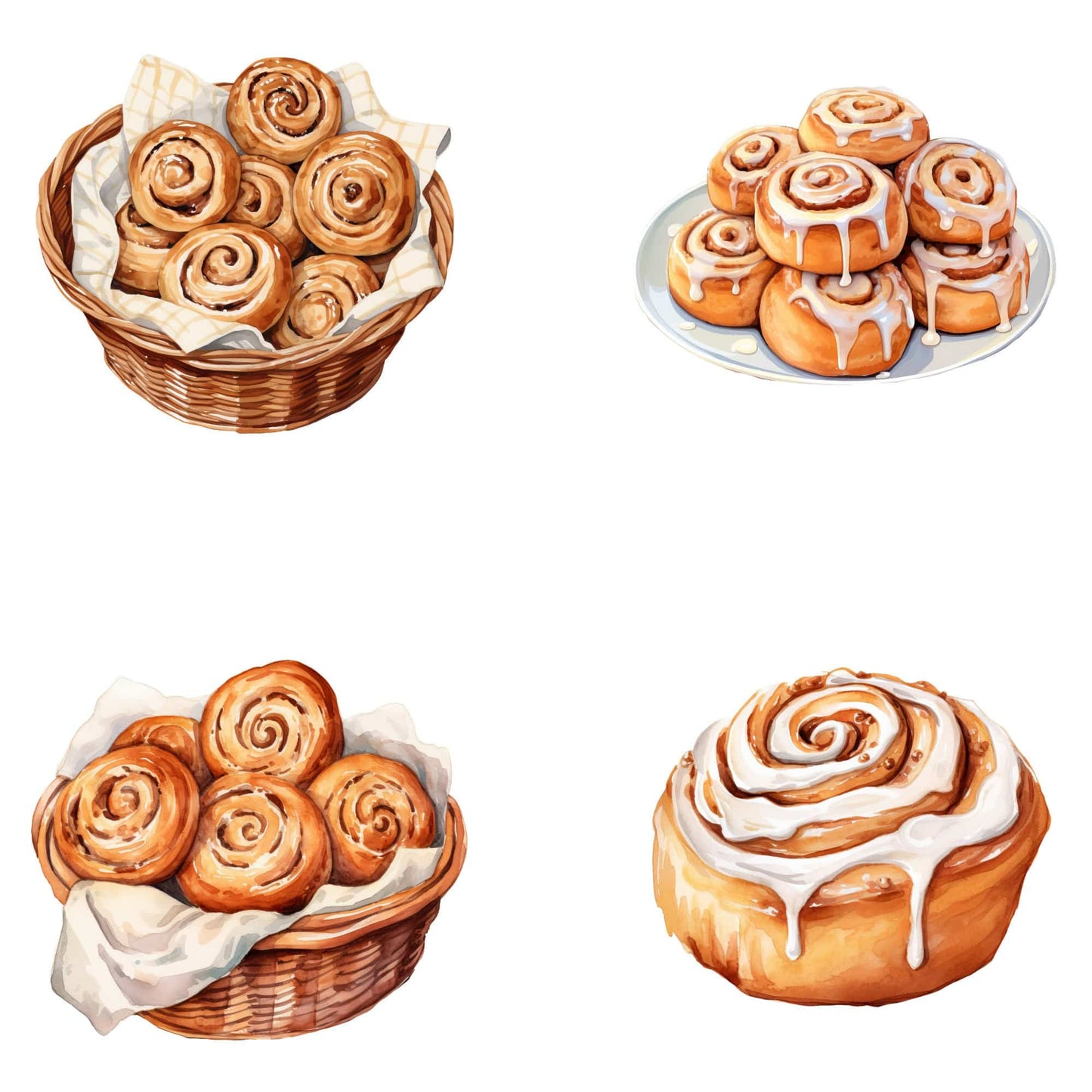 Watercolor Cinnamon Roll Clipart