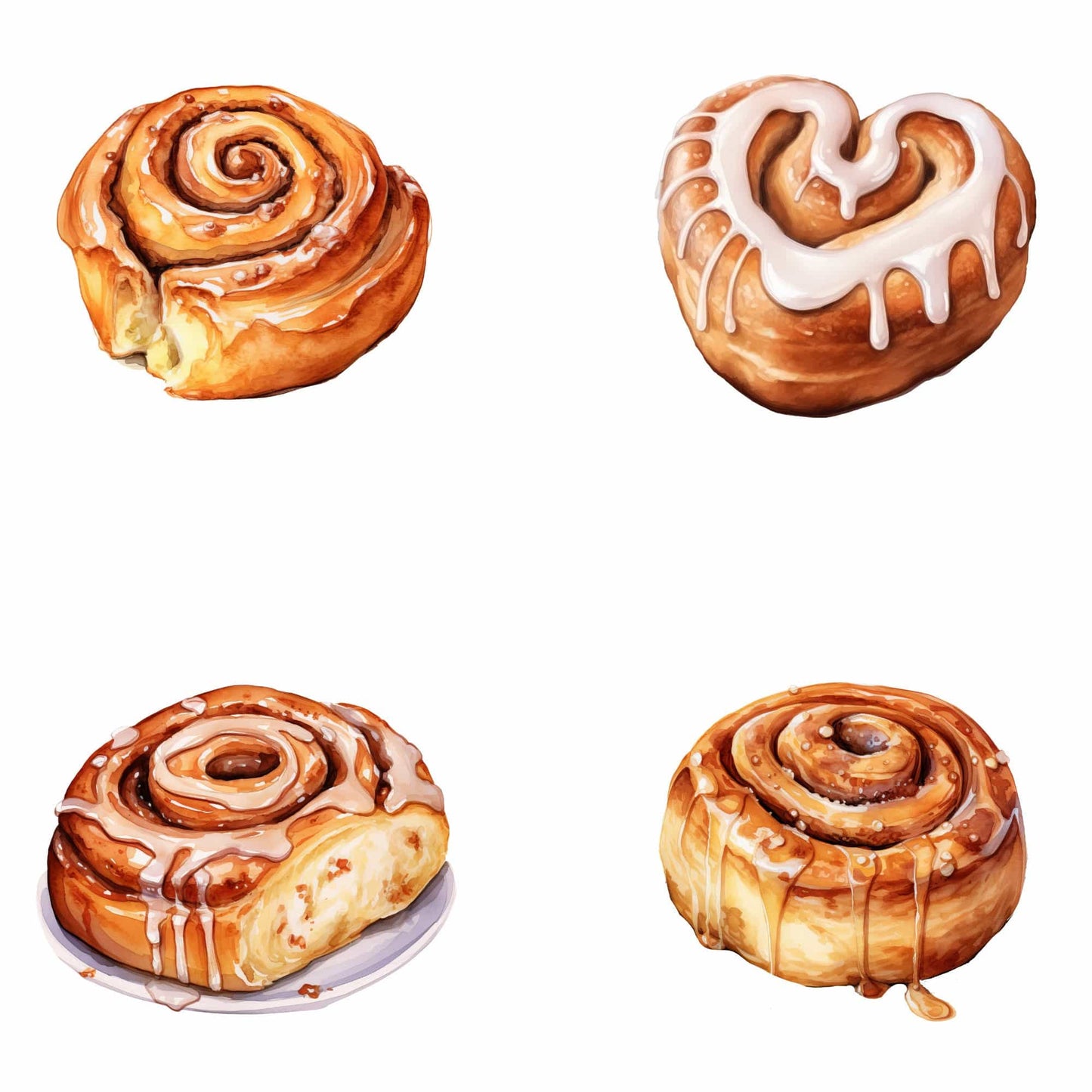 Watercolor Cinnamon Roll Clipart
