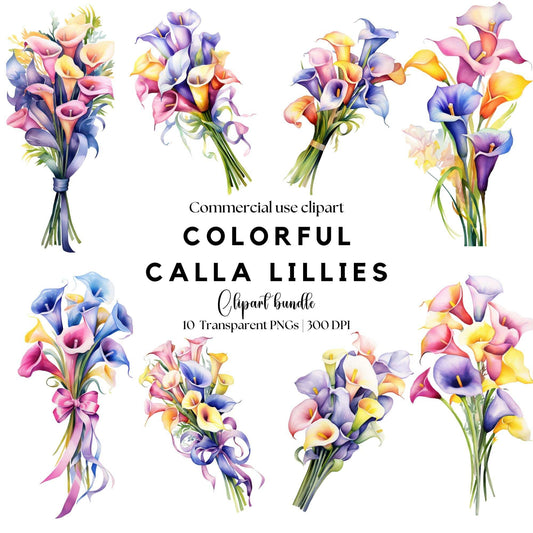 Watercolor Colorful Calla Lily Clipart