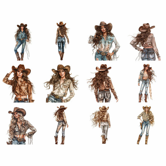 Watercolor Cowgirl Clipart
