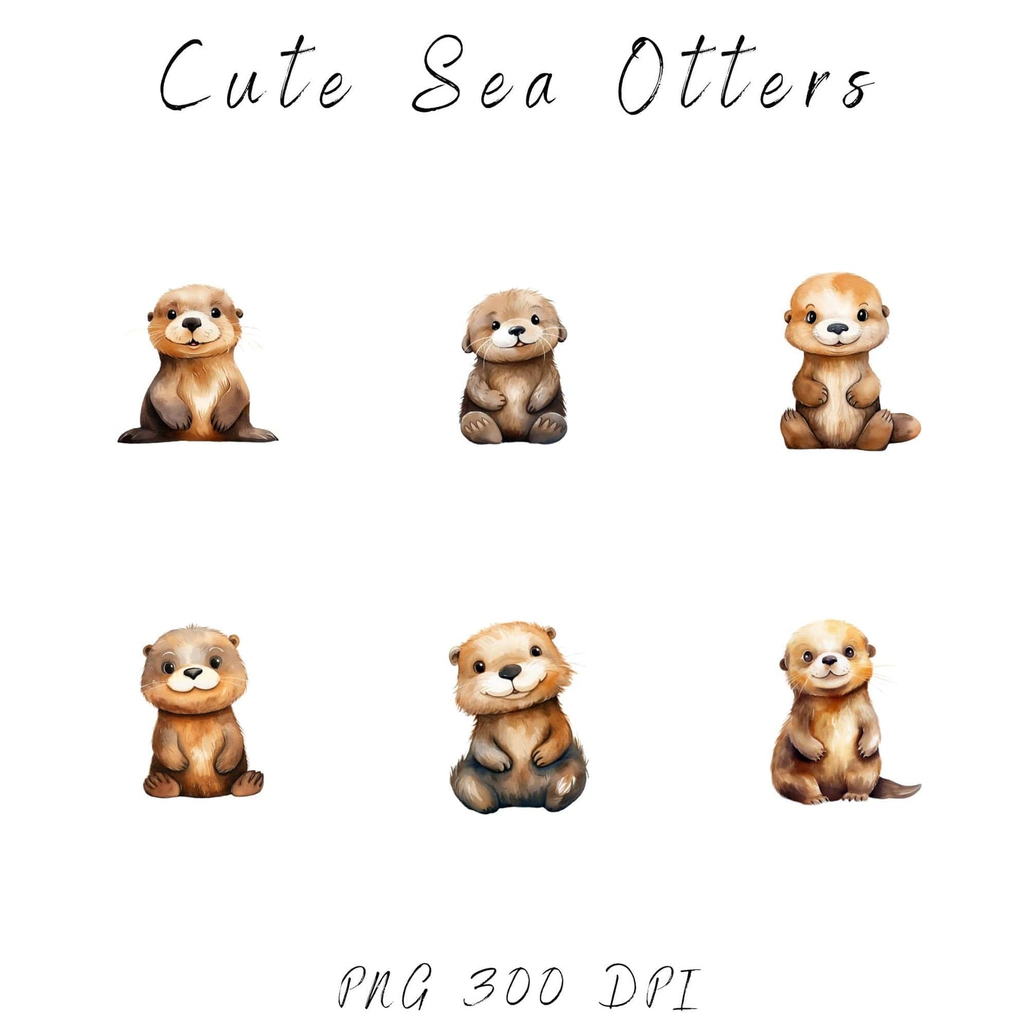 Watercolor Cute Baby Sea Otter Clipart