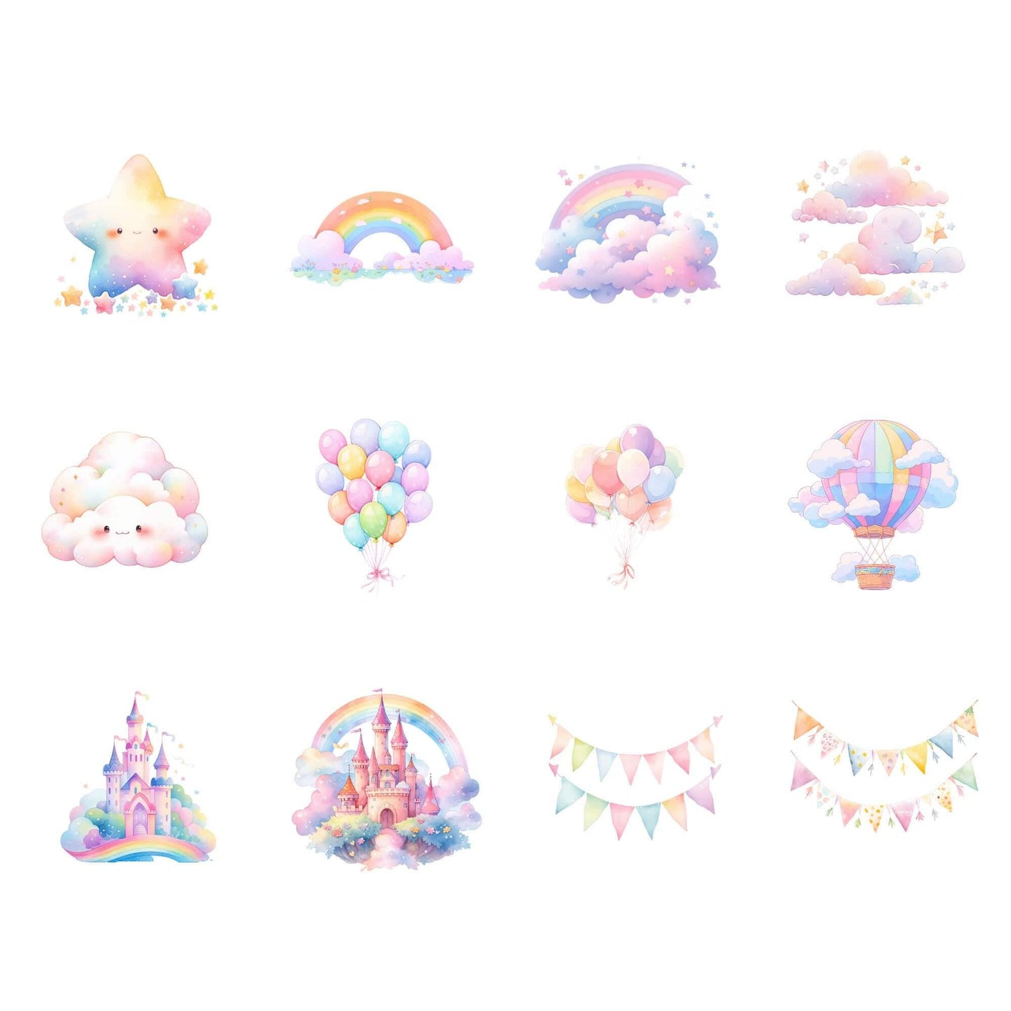 Watercolor Cute Pastel Unicorn Clipart