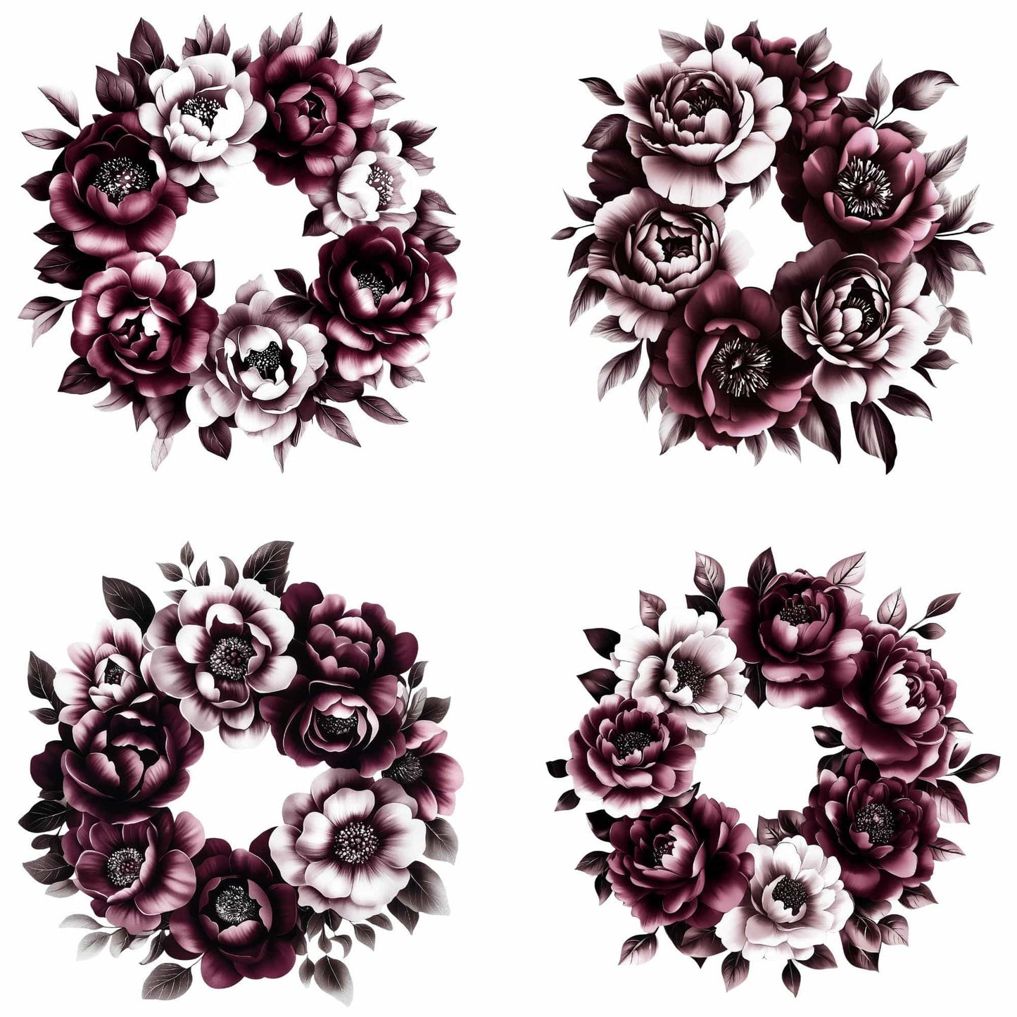 Watercolor Deep Blush Pink Floral clipart