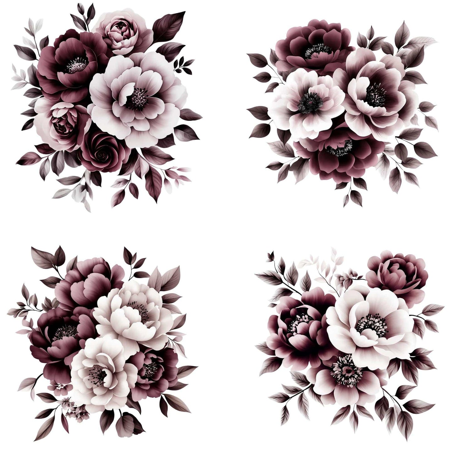 Watercolor Deep Blush Pink Floral clipart