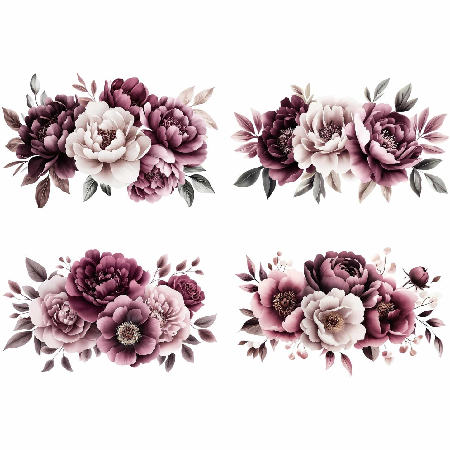 Watercolor Deep Blush Pink Floral clipart