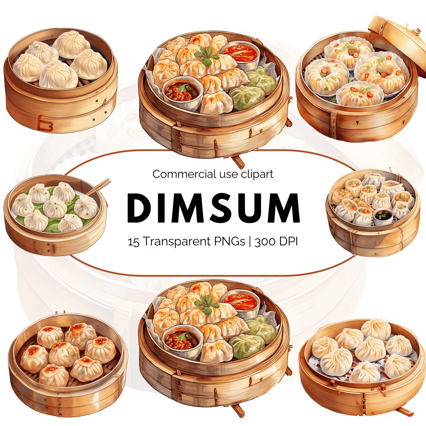 Watercolor Dimsum Clipart