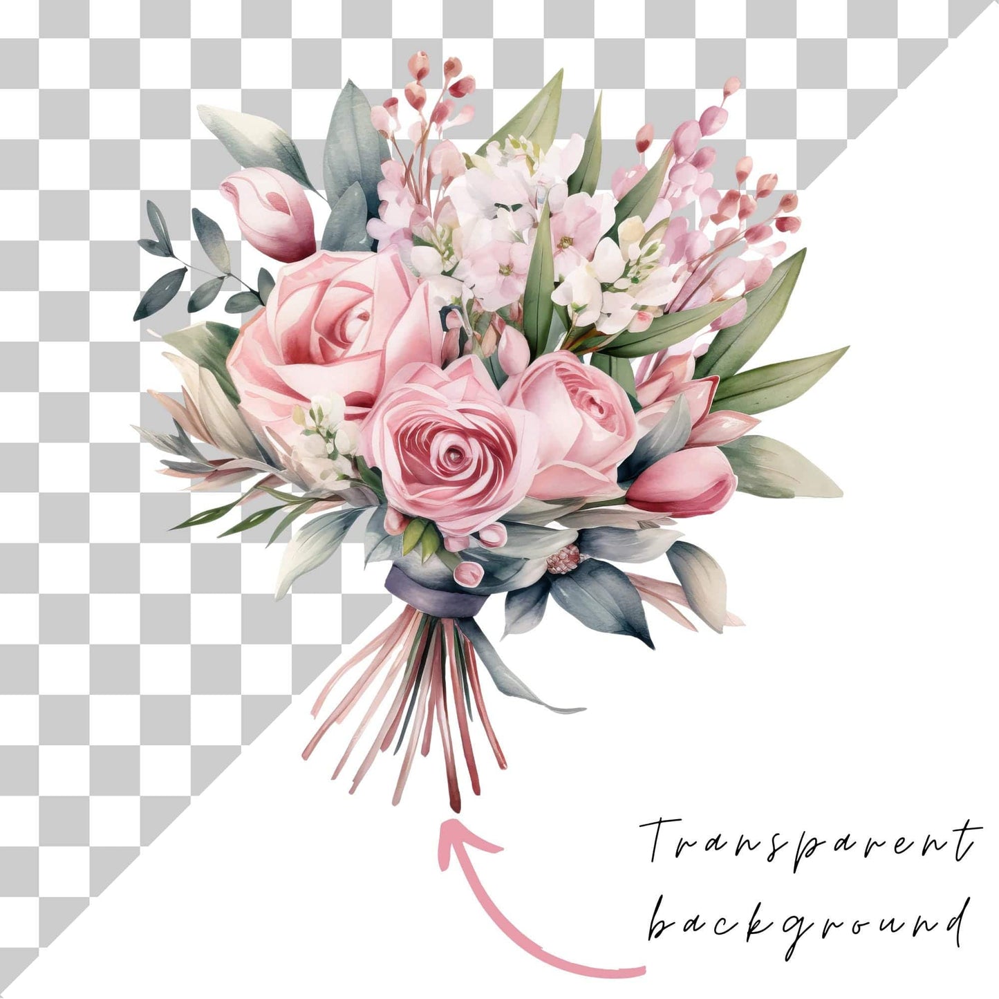 Watercolor Dusty Pink Floral Clipart