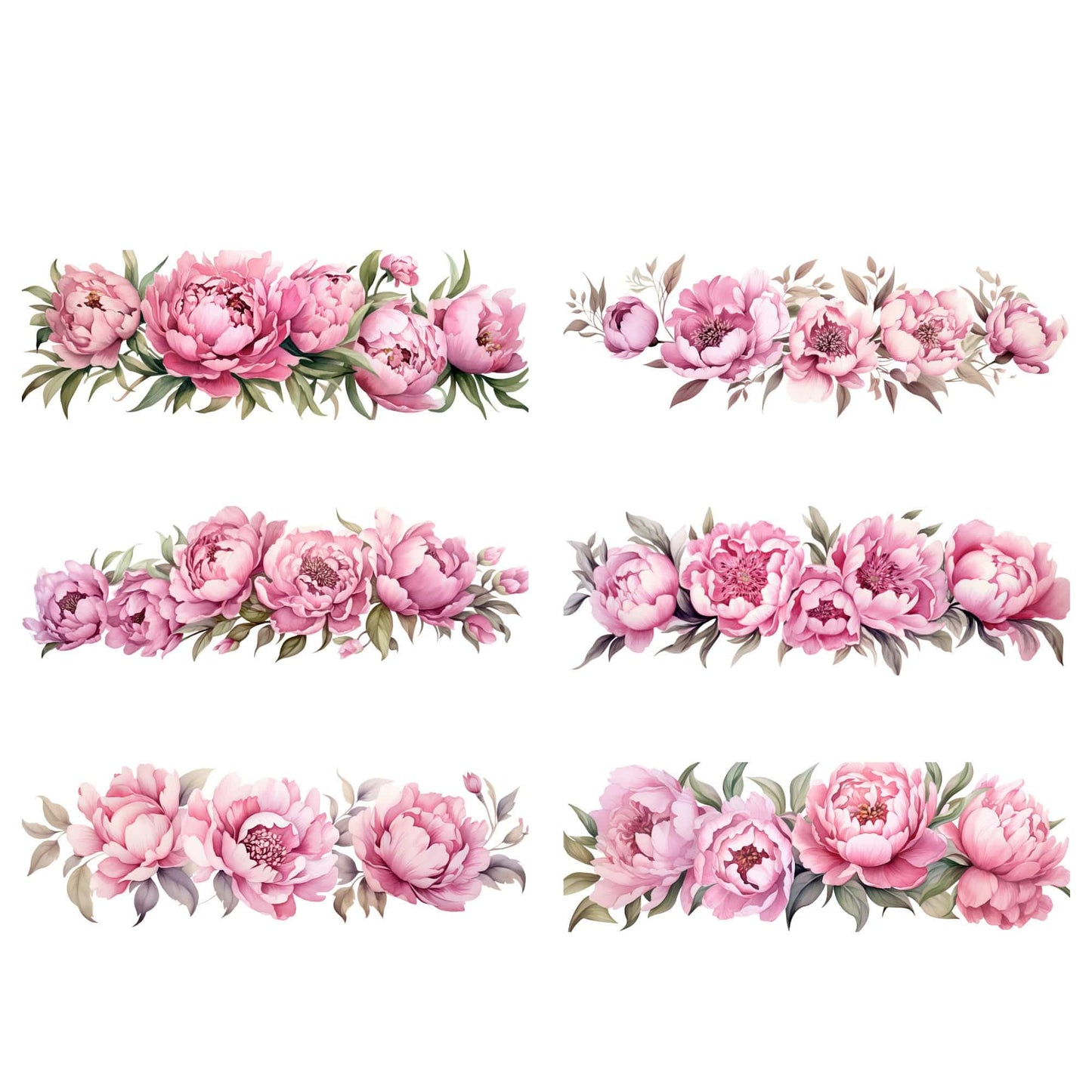 Watercolor Dusty Pink Peony Clipart