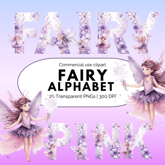 Watercolor Fairy Alphabet Clipart