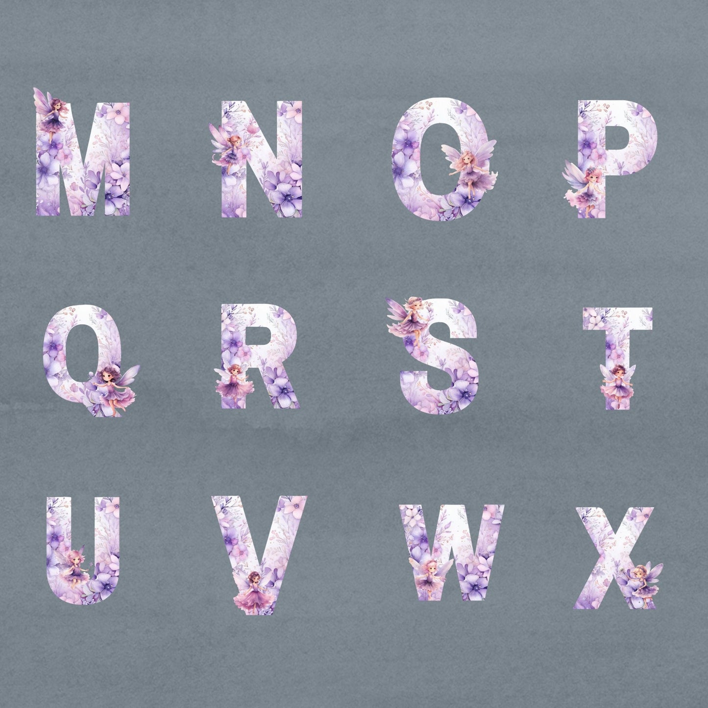 Watercolor Fairy Alphabet Clipart