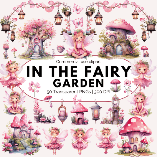 Watercolor Fairy Garden Clipart