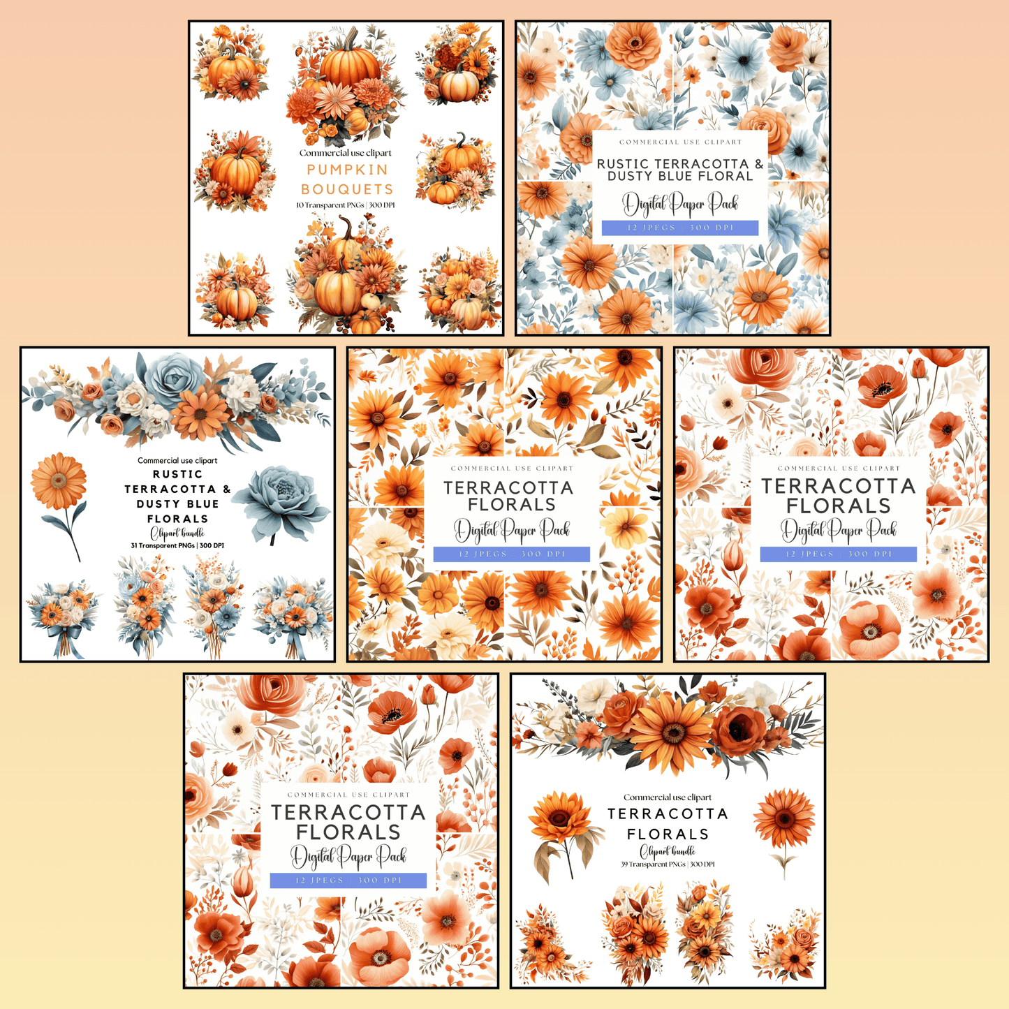 Watercolor Fall and Halloween Clipart Mega Bundle