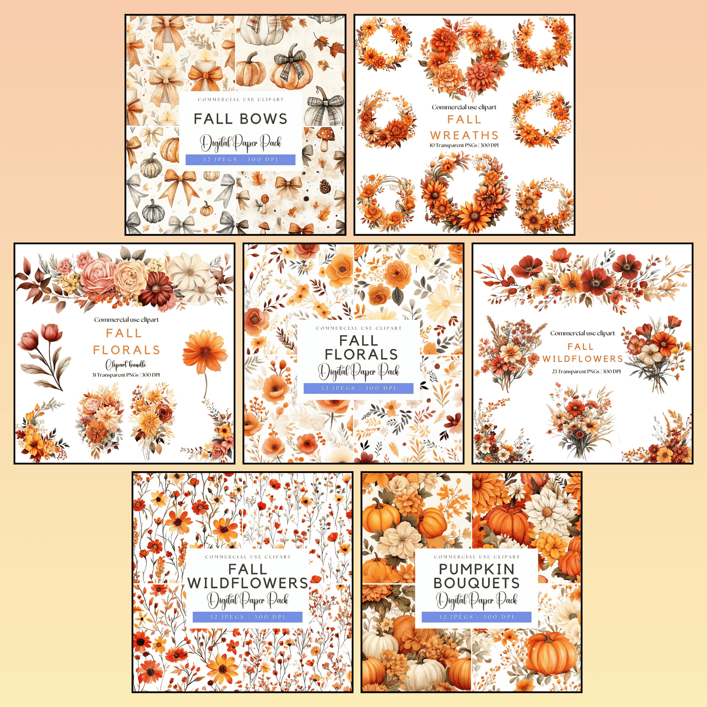 Watercolor Fall and Halloween Clipart Mega Bundle