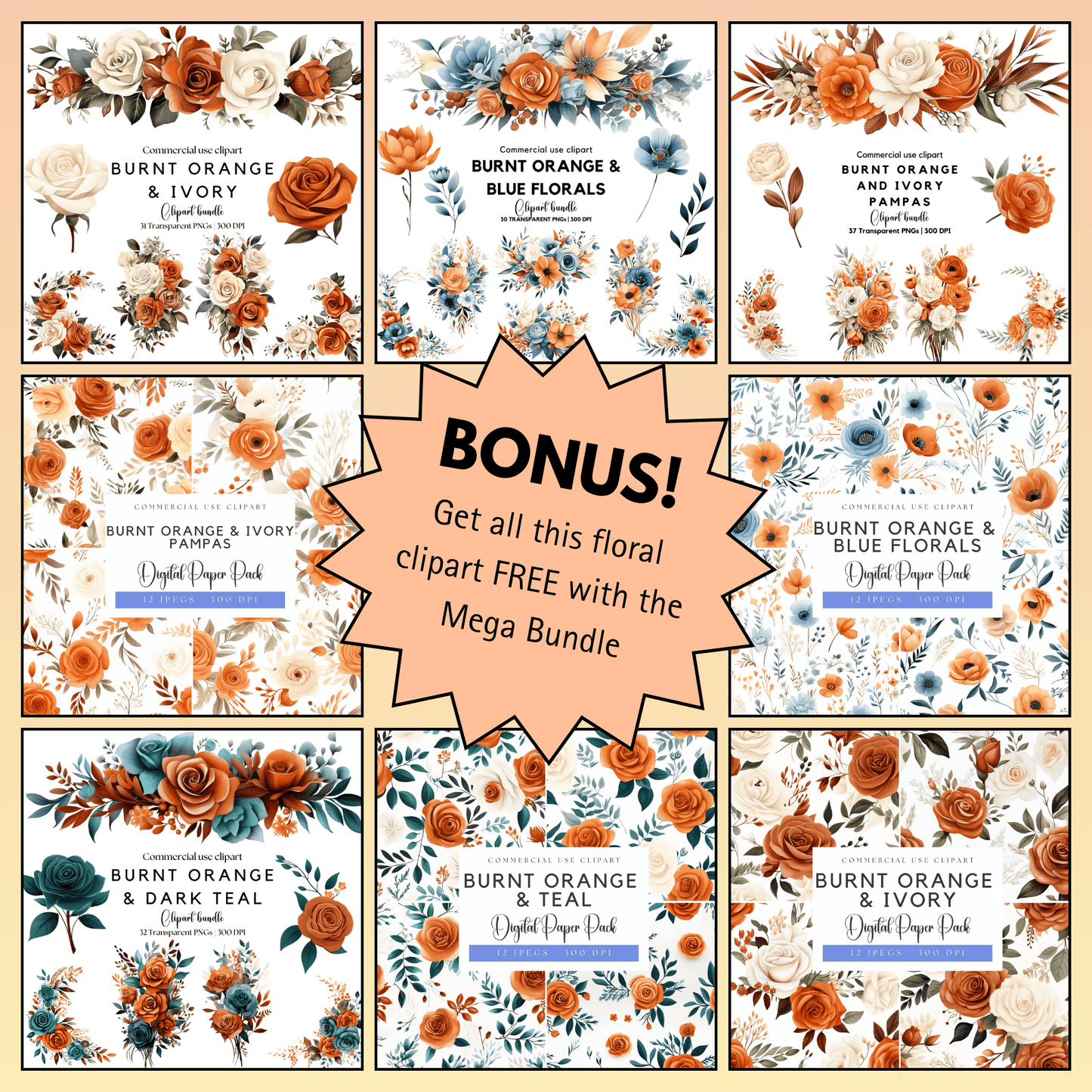 Watercolor Fall and Halloween Clipart Mega Bundle