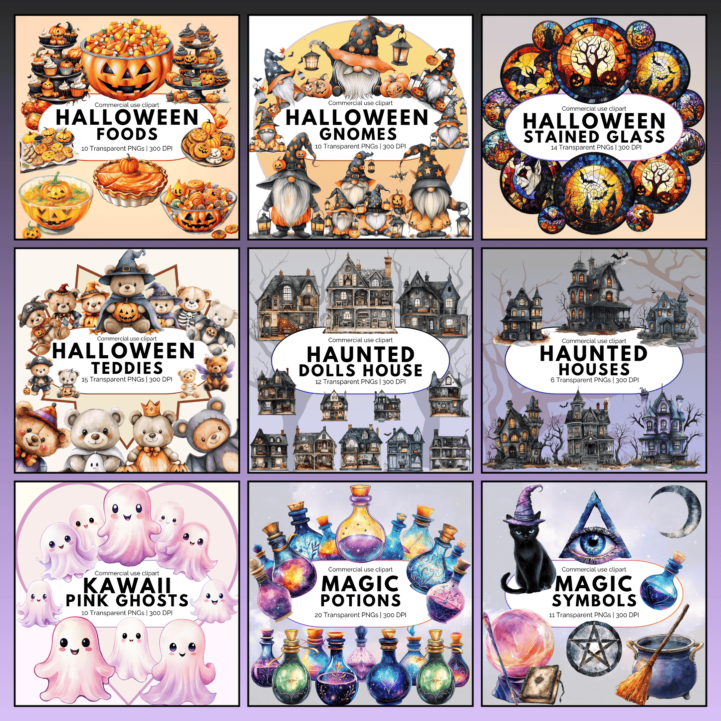Watercolor Fall and Halloween Clipart Mega Bundle