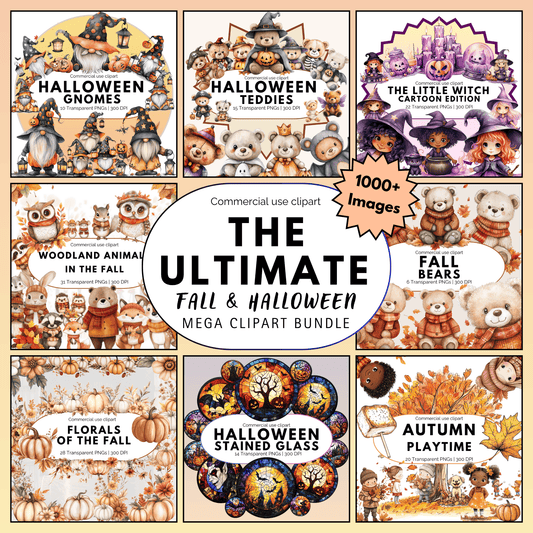Watercolor Fall and Halloween Clipart Mega Bundle