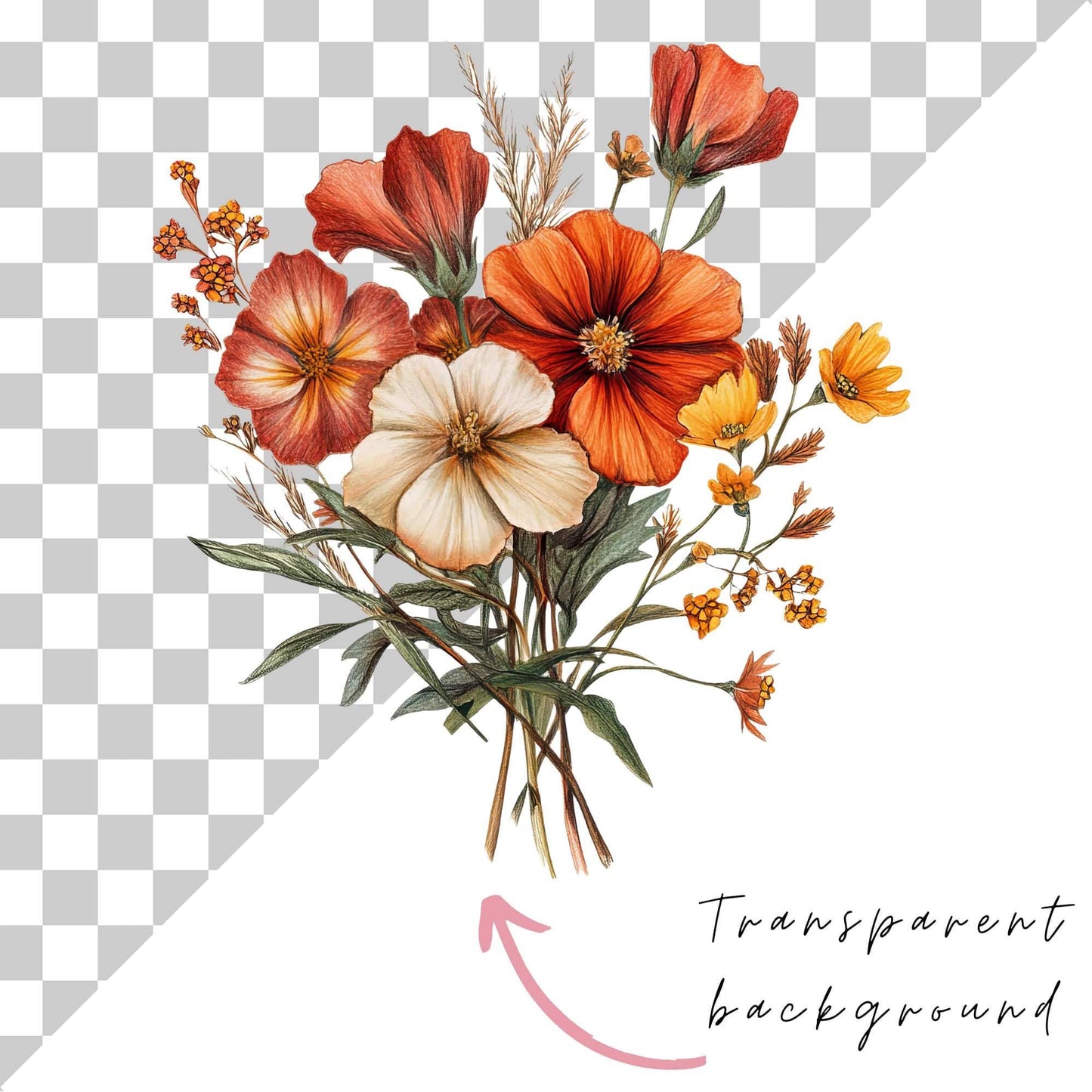 Watercolor Fall Wild Flowers Clipart