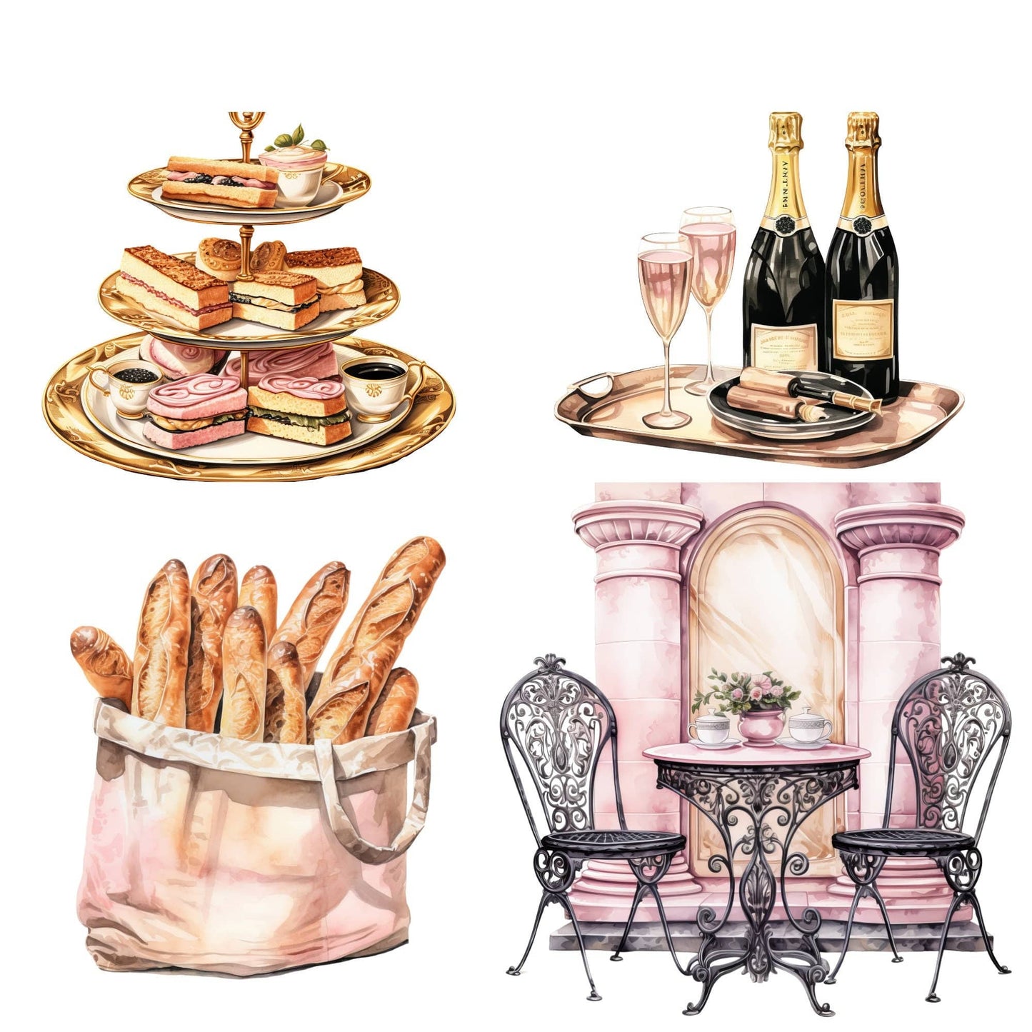 Watercolor J'adore Paris Clipart