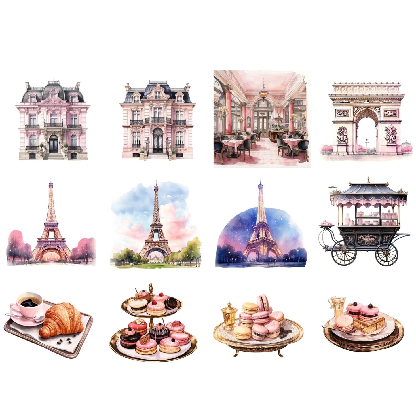 Watercolor J'adore Paris Clipart