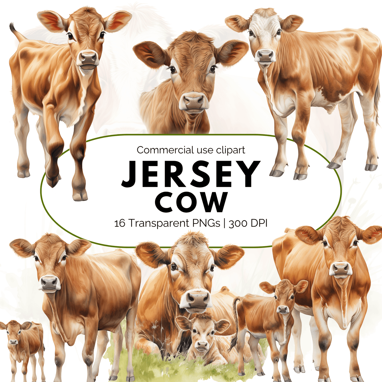 Watercolor Jersey Cow Clipart