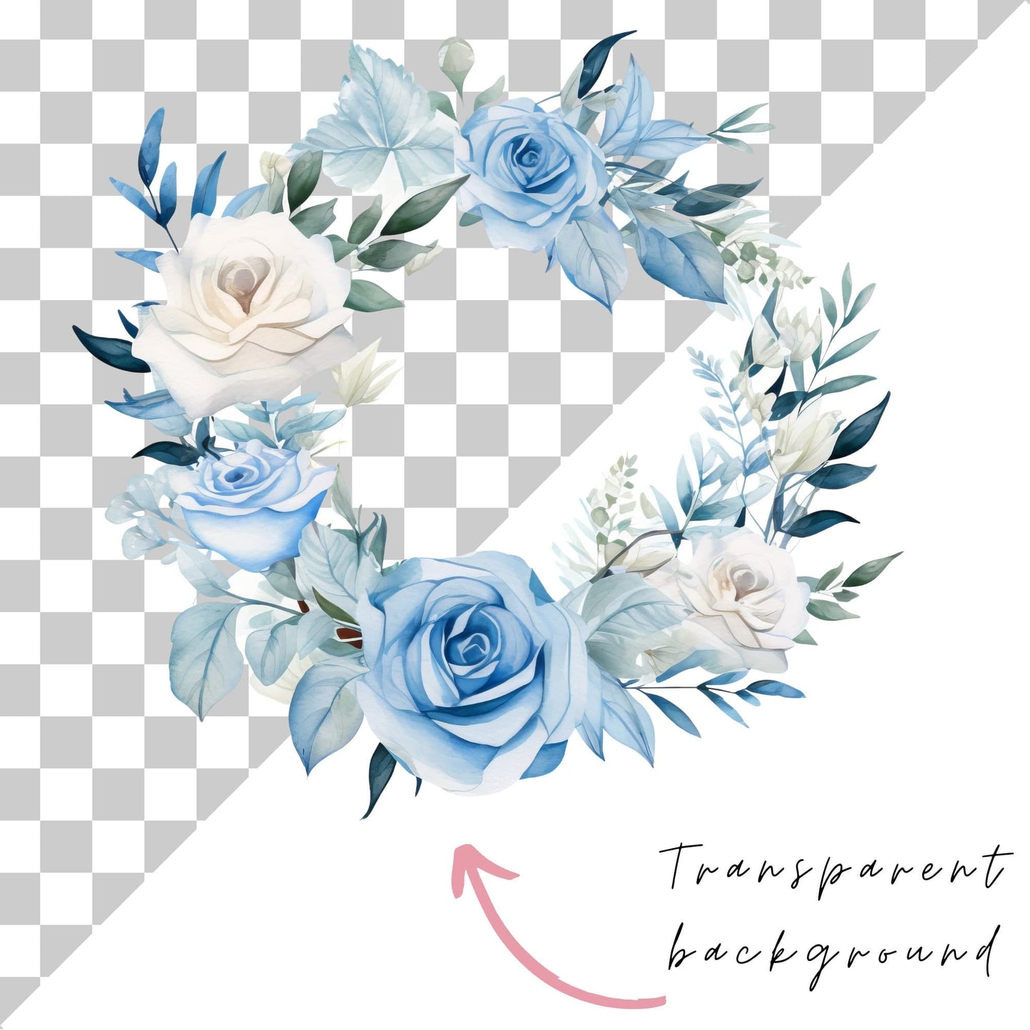 Watercolor Light Blue Floral Clipart