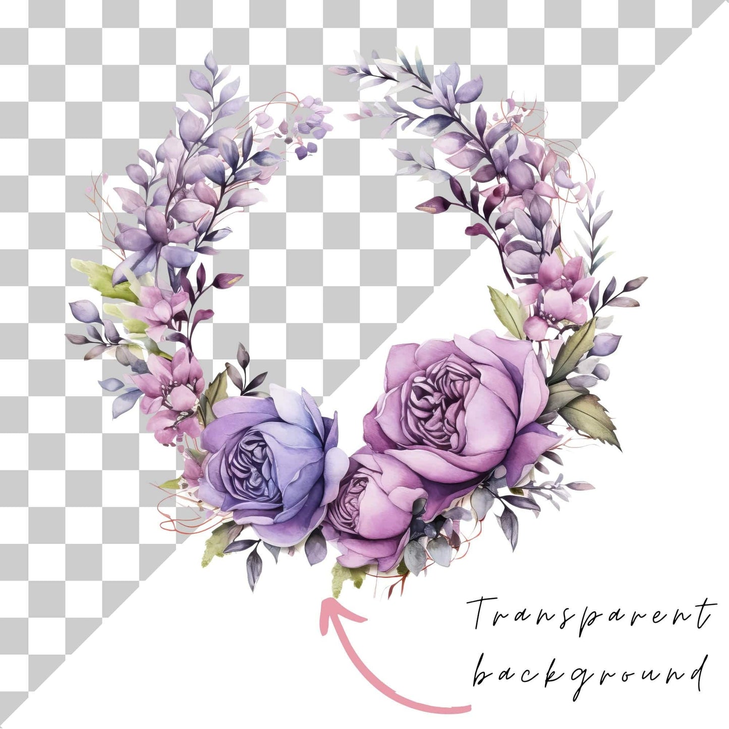 Watercolor Lilac Floral Clipart