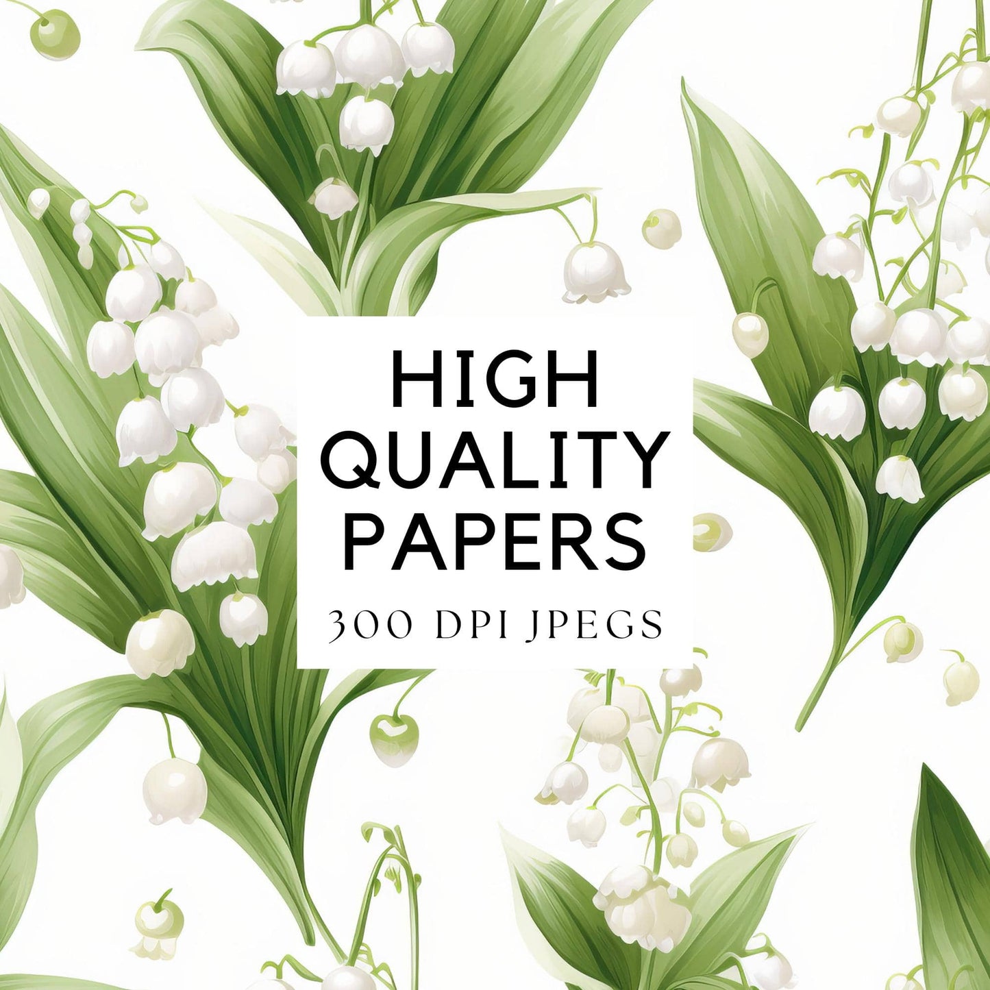 Watercolor Lily of the Valley Digital Papers