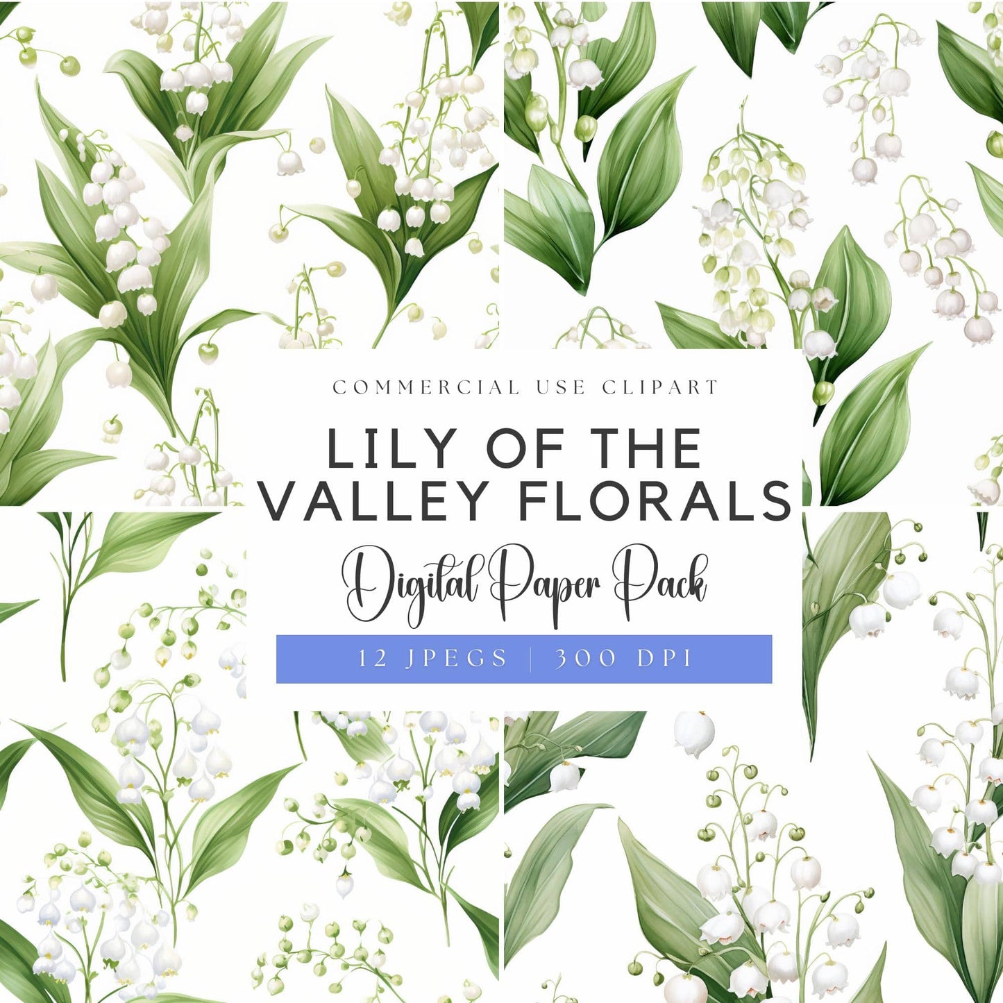 Watercolor Lily of the Valley Digital Papers