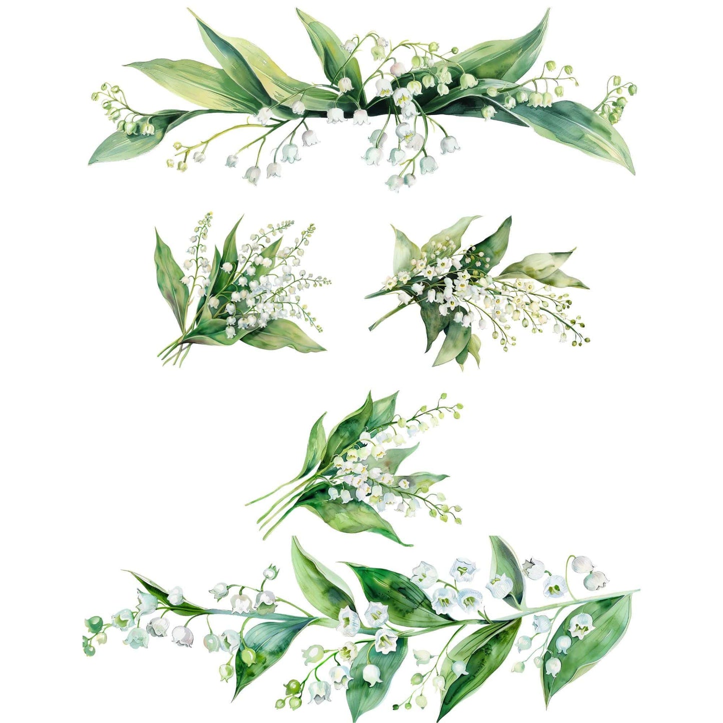 Watercolor Lily of the Valley Floral Clipart