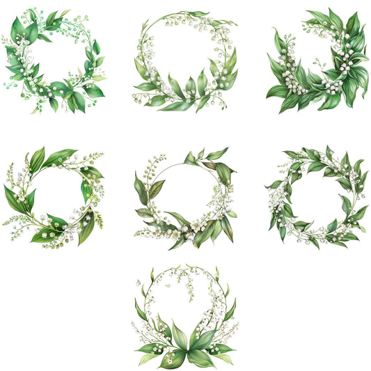 Watercolor Lily of the Valley Floral Clipart