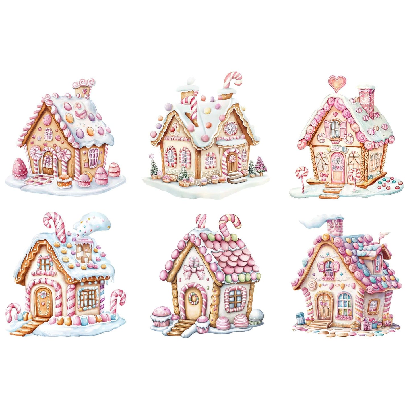 Watercolor Pastel Gingerbread house clipart