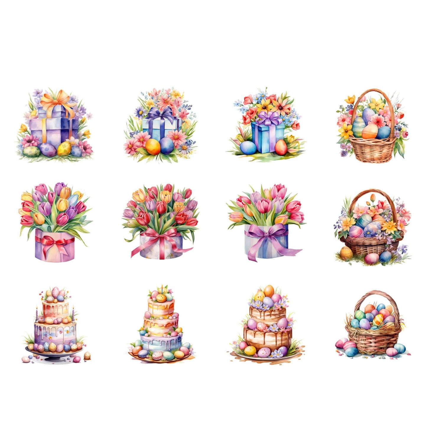 Watercolor Pastel Happy Easter Clipart