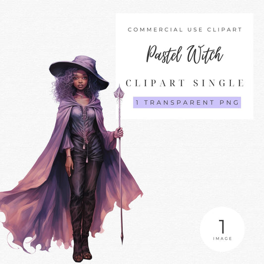 Watercolor Pastel Witch Clipart