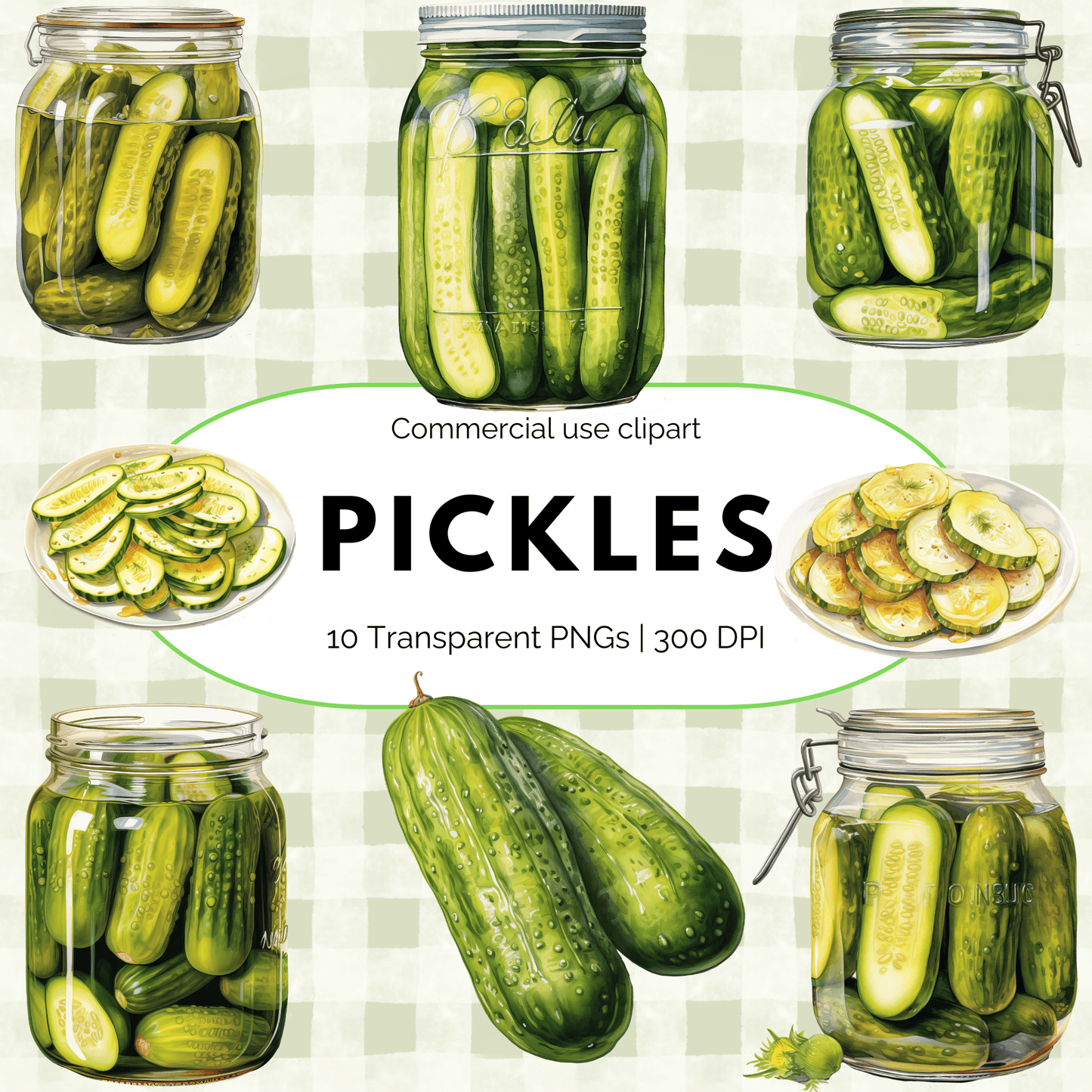 Watercolor Pickles Clipart