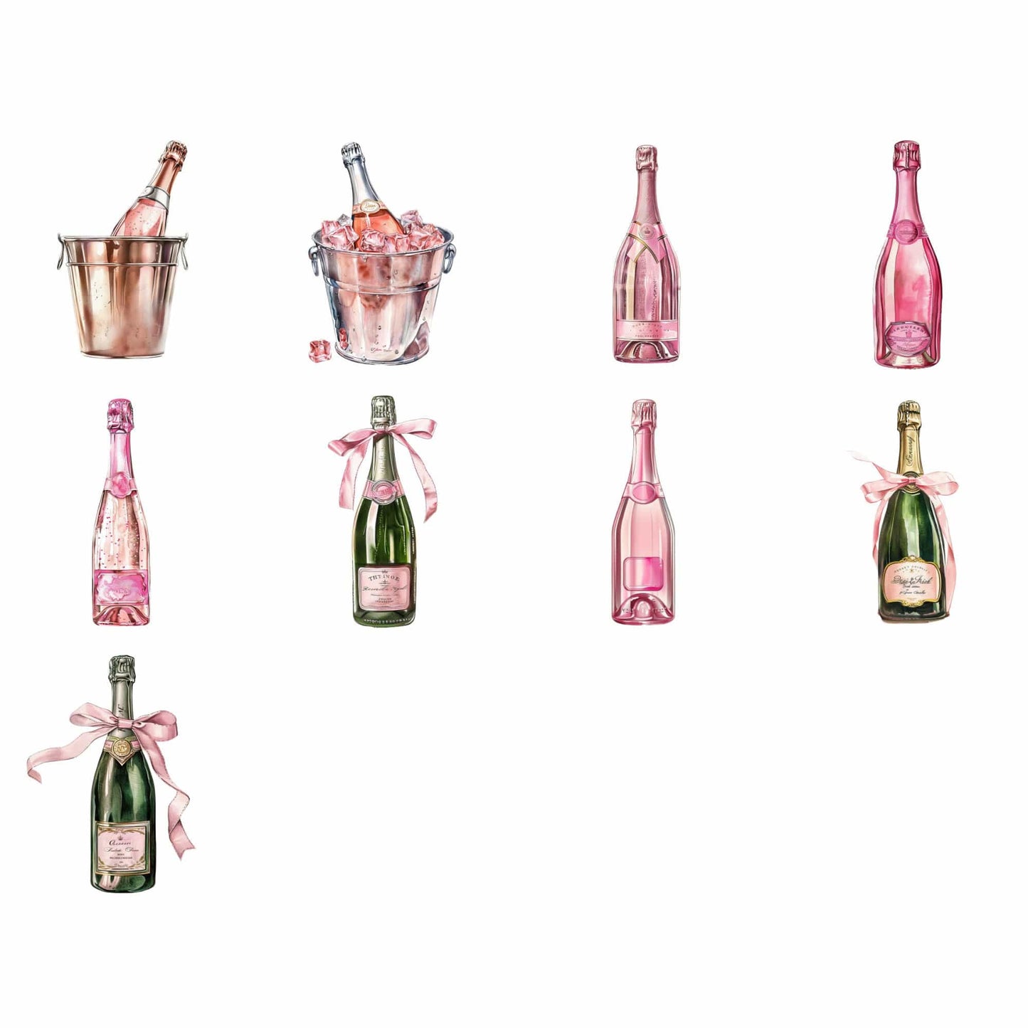 Watercolor Pink Champagne Clipart