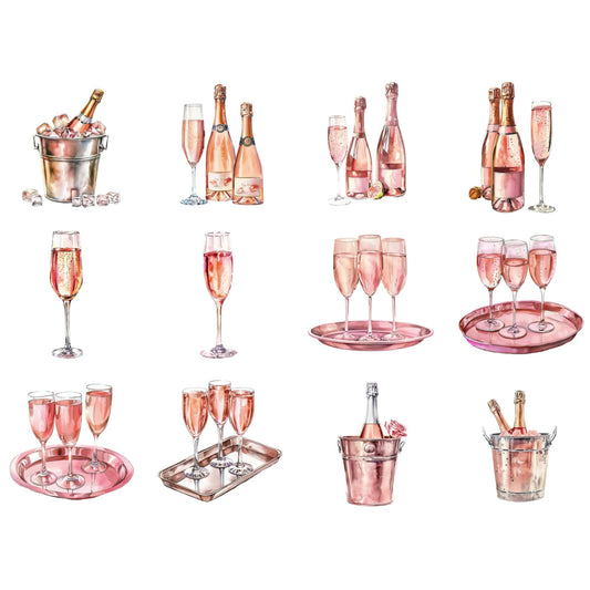 Watercolor Pink Champagne Clipart